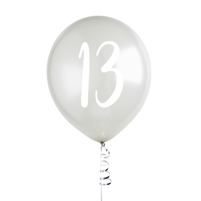 Silver 13th Birthday Latex Balloons Pack of 5 image 2